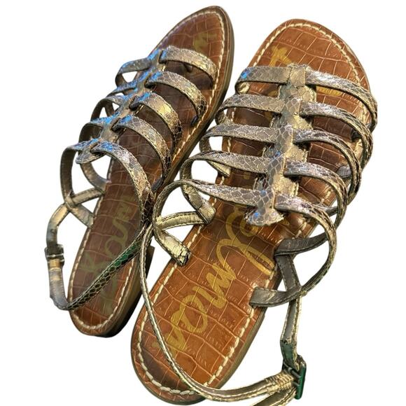 Sam Edelman Womens Garland Sandal Size 8.5 Metallic Pewter Strappy Slingback - Picture 5 of 6